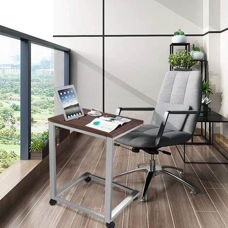COSTWAY Table D'ordinateur Portable Bureau Informatique Avec 4 Roulettes Table D’appoint Pour Ordinateur Table De Lit Plateau En MDF 50 X 40 X 65 Cm Noyer 3 COSTWAY Table D'ordinateur Portable Bureau Informatique Avec 4 Roulettes Table D’appoint Pour Ordinateur Table De Lit Plateau En MDF 50 X 40 X 65 Cm Noyer