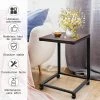COSTWAY Bout De Canapé à Café Table De Lit à Roulettes Table D’Ordinateur Portable Mobile En MDF Noyer Table D’Appoint Auxiliaire