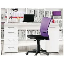 MEUBLETMOI Bureau Blanc 4 Tiroirs - Achille - Blanc -France Bureau Soldes 2022 27628377 2