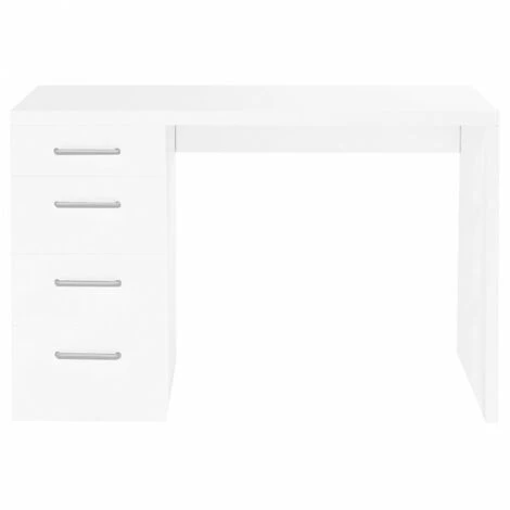 MEUBLETMOI Bureau Finition Décor Blanc Avec 4 Tiroirs - BASILE - Blanc 5 MEUBLETMOI Bureau Finition Décor Blanc Avec 4 Tiroirs - BASILE - Blanc – Image 3