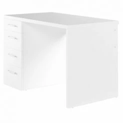 MEUBLETMOI Bureau Finition Décor Blanc Avec 4 Tiroirs - BASILE - Blanc 10 MEUBLETMOI Bureau Finition Décor Blanc Avec 4 Tiroirs - BASILE - Blanc -France Bureau Soldes 2022 27648203 4