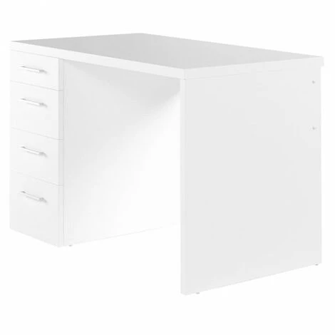 MEUBLETMOI Bureau Finition Décor Blanc Avec 4 Tiroirs - BASILE - Blanc 6 MEUBLETMOI Bureau Finition Décor Blanc Avec 4 Tiroirs - BASILE - Blanc – Image 4