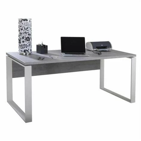 MEUBLETMOI Bureau Décor Gris Béton Et Pied En Métal - Longueur 170 Cm - NET - Gris 3 MEUBLETMOI Bureau Décor Gris Béton Et Pied En Métal - Longueur 170 Cm - NET - Gris