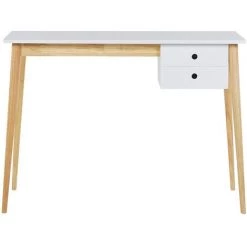 BELIANI Bureau Effet Bois Clair / Blanc 106 X 48 Cm Avec 1 Tiroir - Blanc 9 BELIANI Bureau Effet Bois Clair / Blanc 106 X 48 Cm Avec 1 Tiroir - Blanc -France Bureau Soldes 2022 27779513 4