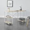 [en.casa] Bureau Avec Etagères Table Poste De Travail Panneau De Particules Mélaminé Et Acier Revêtu Par Poudre Couleur Chêne Et Blanc 75 X 120 X 60 Cm -France Bureau Soldes 2022 27796890 1