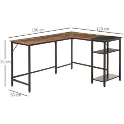 HOMCOM Bureau Informatique Design Industriel Bureau D'angle 2 Tablettes Support CPU Imprimante Aspect Vieux Bois Métal Noir - Marron 9 HOMCOM Bureau Informatique Design Industriel Bureau D'angle 2 Tablettes Support CPU Imprimante Aspect Vieux Bois Métal Noir - Marron -France Bureau Soldes 2022 27944495 3