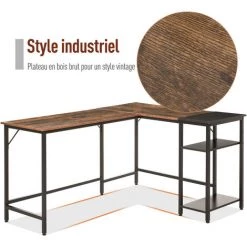 HOMCOM Bureau Informatique Design Industriel Bureau D'angle 2 Tablettes Support CPU Imprimante Aspect Vieux Bois Métal Noir - Marron 11 HOMCOM Bureau Informatique Design Industriel Bureau D'angle 2 Tablettes Support CPU Imprimante Aspect Vieux Bois Métal Noir - Marron -France Bureau Soldes 2022 27944495 5