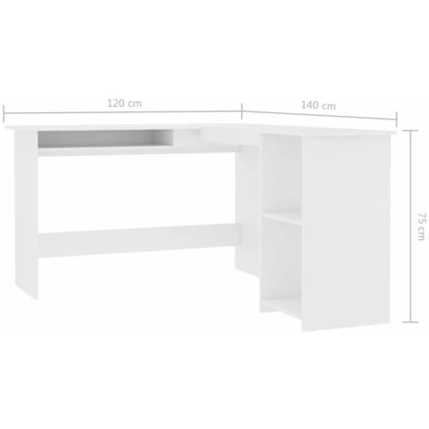 ASUPERMALL Bureau D'angle En Forme De L Blanc 120x140x75 Cm Agglomere 6 ASUPERMALL Bureau D'angle En Forme De L Blanc 120x140x75 Cm Agglomere – Image 4