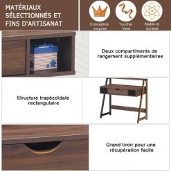 COSTWAY Bureau Informatique, Table D'Ordinateur 92 X 52 X 90 CM Avec Tiroir Et Tablette De Rangement De Style Industriel Moderne -France Bureau Soldes 2022 27973402 4