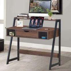 COSTWAY Bureau Informatique, Table D'Ordinateur 92 X 52 X 90 CM Avec Tiroir Et Tablette De Rangement De Style Industriel Moderne -France Bureau Soldes 2022 27973402 5