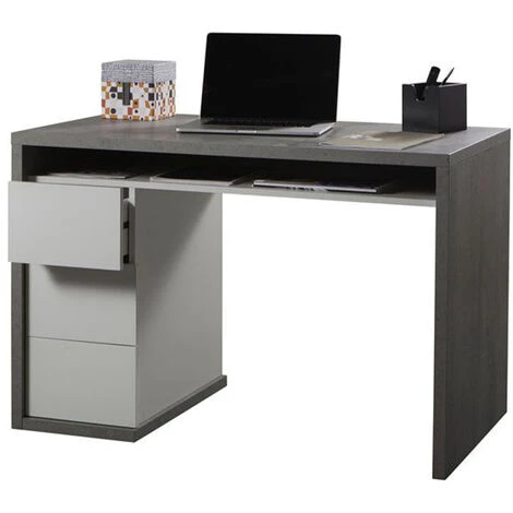 OFFICE24 Bureau Design Moderne Gris Avec 3 Tiroirs 110x60cm Mackay 5 OFFICE24 Bureau Design Moderne Gris Avec 3 Tiroirs 110x60cm Mackay – Image 3