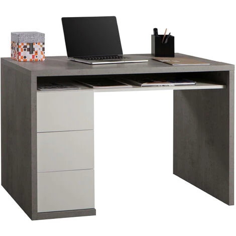 OFFICE24 Bureau Design Moderne Gris Avec 3 Tiroirs 110x60cm Mackay 6 OFFICE24 Bureau Design Moderne Gris Avec 3 Tiroirs 110x60cm Mackay – Image 4