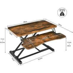 COSTWAY Support De Bureau Hauteur Réglable En Hauteur Pour Ordinateur Avec Ressort à Gaz,Plateau Pour Clavier Et Support De Tablette -France Bureau Soldes 2022 28158979 5