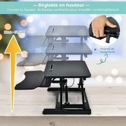 COSTWAY Support De Bureau Hauteur Réglable En Hauteur Pour Ordinateur Avec Ressort à Gaz,Plateau Pour Clavier Et Support De Tablette 9 COSTWAY Support De Bureau Hauteur Réglable En Hauteur Pour Ordinateur Avec Ressort à Gaz,Plateau Pour Clavier Et Support De Tablette -France Bureau Soldes 2022 28158981 3