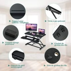 COSTWAY Support De Bureau Hauteur Réglable En Hauteur Pour Ordinateur Avec Ressort à Gaz,Plateau Pour Clavier Et Support De Tablette 10 COSTWAY Support De Bureau Hauteur Réglable En Hauteur Pour Ordinateur Avec Ressort à Gaz,Plateau Pour Clavier Et Support De Tablette -France Bureau Soldes 2022 28158981 4