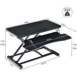 COSTWAY Support De Bureau Hauteur Réglable En Hauteur Pour Ordinateur Avec Ressort à Gaz,Plateau Pour Clavier Et Support De Tablette 11 COSTWAY Support De Bureau Hauteur Réglable En Hauteur Pour Ordinateur Avec Ressort à Gaz,Plateau Pour Clavier Et Support De Tablette -France Bureau Soldes 2022 28158981 5