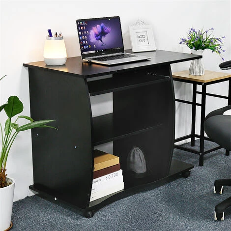 BATHRINS® Bureau InformatiqueBureau D'ordinateur à 4 Roulettes Noir. 3 BATHRINS® Bureau InformatiqueBureau D'ordinateur à 4 Roulettes Noir.