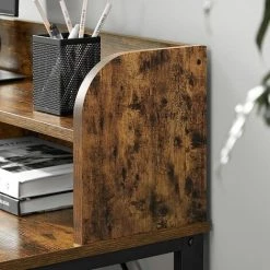 SONGMICS VASAGLE Bureau Avec Rehausseur D’écran, Table D’ordinateur, Table Informatique, Trou Pour Câbles, Chariot à 3 Niveaux Cadre En Acier, Style Industriel, Marron Rustique Et Noir LWD066B01 - Marron Rustique Et Noir -France Bureau Soldes 2022 28184475 4