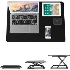 FIXKIT Bureau Assis-Debout Table D’Ordinateur Ergonomique Réglable En Hauteur Pour Chambre Bureau Salon 65×47cm Noir -France Bureau Soldes 2022 28188264 3