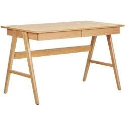 BELIANI Bureau 120 X 70 Cm Effet Bois Clair Avec 2 Tiroirs - Bois Clair
