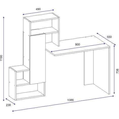 AZURA HOME DESIGN Bureau IRMAK - Blanc 7 AZURA HOME DESIGN Bureau IRMAK - Blanc – Image 5