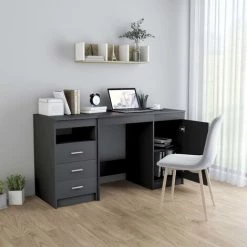 TRUE DEAL Bureau Gris 140x50x76 Cm Aggloméré -France Bureau Soldes 2022 28296166 3