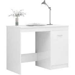 TRUE DEAL Bureau Blanc Brillant 140x50x76 Cm Aggloméré -France Bureau Soldes 2022 28296173 5
