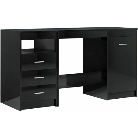 TRUE DEAL Bureau Noir Brillant 140x50x76 Cm Aggloméré 4 TRUE DEAL Bureau Noir Brillant 140x50x76 Cm Aggloméré – Image 2
