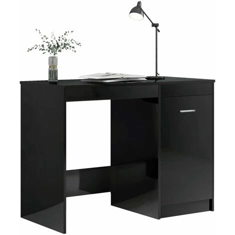 TRUE DEAL Bureau Noir Brillant 140x50x76 Cm Aggloméré 7 TRUE DEAL Bureau Noir Brillant 140x50x76 Cm Aggloméré – Image 5