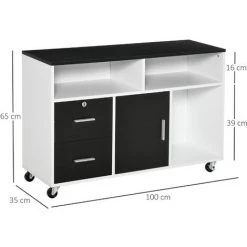HOMCOM Support D'imprimante Caisson Placard Porte Avec étagère, Niches, Tiroirs Verrouillables + Grand Plateau Panneaux Particules Noir Blanc 9 HOMCOM Support D'imprimante Caisson Placard Porte Avec étagère, Niches, Tiroirs Verrouillables + Grand Plateau Panneaux Particules Noir Blanc -France Bureau Soldes 2022 28362572 3