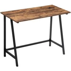 HELLOSHOP26 Bureau Informatique Table D'étude De Style Industriel Bureau Poste De Travail Montage Facile Stable Gain D'espace 100 Cm Brun Noir Rustique - Marron