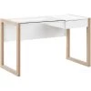 BELIANI Bureau Blanc / Effet Bois Clair 120 X 60 Cm Avec Tiroir - Blanc