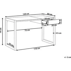 BELIANI Bureau Blanc / Effet Bois Clair 120 X 60 Cm Avec Tiroir - Blanc 8 BELIANI Bureau Blanc / Effet Bois Clair 120 X 60 Cm Avec Tiroir - Blanc -France Bureau Soldes 2022 28592153 3