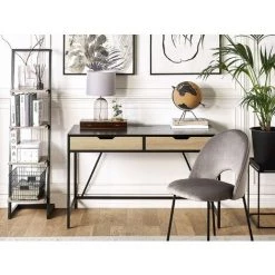 BELIANI Bureau Noir / Effet Bois Clair Avec 2 Tiroirs 120 X 60 Cm - Noir 5 BELIANI Bureau Noir / Effet Bois Clair Avec 2 Tiroirs 120 X 60 Cm - Noir -France Bureau Soldes 2022 28592168 2