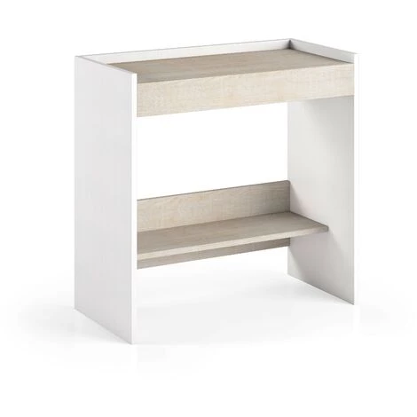 CAESAROO Bureau 80x40 Cm En Blanc Frêne Et Chêne Avec Tiroir Et étagère | Chêne Clair/blanc 4 CAESAROO Bureau 80x40 Cm En Blanc Frêne Et Chêne Avec Tiroir Et étagère | Chêne Clair/blanc – Image 2