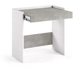 CAESAROO Bureau 80x40 Cm En Blanc Frêne Et Ciment Avec Tiroir Et étagère | Ciment / Blanc -France Bureau Soldes 2022 28615179 3