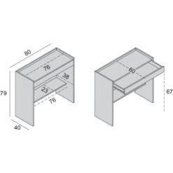 CAESAROO Bureau 80x40 Cm En Blanc Frêne Et Ciment Avec Tiroir Et étagère | Ciment / Blanc -France Bureau Soldes 2022 28615179 5