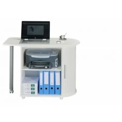 BEAUX MEUBLES PAS CHERS Bureau Informatique Blanc Pivotant - Coloris: Blanc -France Bureau Soldes 2022 28631856 5