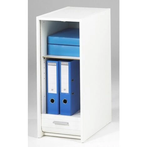 BEAUX MEUBLES PAS CHERS Bureau Blanc 2 Caissons A Rideau - Coloris: Blanc 4 BEAUX MEUBLES PAS CHERS Bureau Blanc 2 Caissons A Rideau - Coloris: Blanc – Image 2