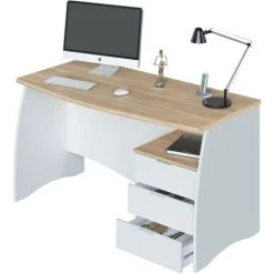 CAESAROO Bureau 136x67 Cm Blanc Mat Et Chêne Canadien Avec Trois Tiroirs | Chêne Clair/blanc 9 CAESAROO Bureau 136x67 Cm Blanc Mat Et Chêne Canadien Avec Trois Tiroirs | Chêne Clair/blanc -France Bureau Soldes 2022 28725119 3