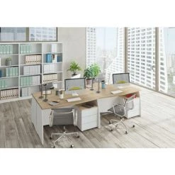 CAESAROO Bureau 136x67 Cm Blanc Mat Et Chêne Canadien Avec Trois Tiroirs | Chêne Clair/blanc 10 CAESAROO Bureau 136x67 Cm Blanc Mat Et Chêne Canadien Avec Trois Tiroirs | Chêne Clair/blanc -France Bureau Soldes 2022 28725119 4