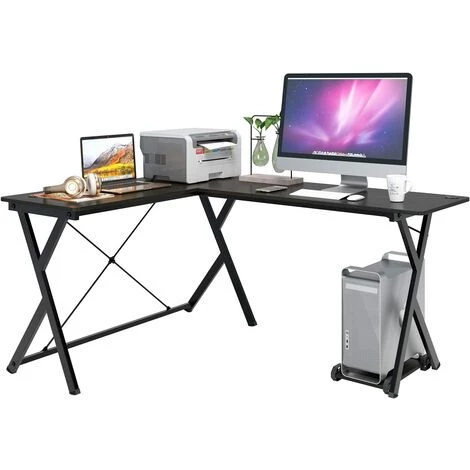 FIXKIT Bureau D'ordinateur Bureau D'angle Bureau En Forme De L Table PC Table De Jeu Table D'angle Table De Travail Table De Bureau Bois Métal Noir 158 X 120 X 72 Cm 3 FIXKIT Bureau D'ordinateur Bureau D'angle Bureau En Forme De L Table PC Table De Jeu Table D'angle Table De Travail Table De Bureau Bois Métal Noir 158 X 120 X 72 Cm