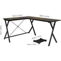FIXKIT Bureau D'ordinateur Bureau D'angle Bureau En Forme De L Table PC Table De Jeu Table D'angle Table De Travail Table De Bureau Bois Métal Noir 158 X 120 X 72 Cm 8 FIXKIT Bureau D'ordinateur Bureau D'angle Bureau En Forme De L Table PC Table De Jeu Table D'angle Table De Travail Table De Bureau Bois Métal Noir 158 X 120 X 72 Cm -France Bureau Soldes 2022 28742321 2