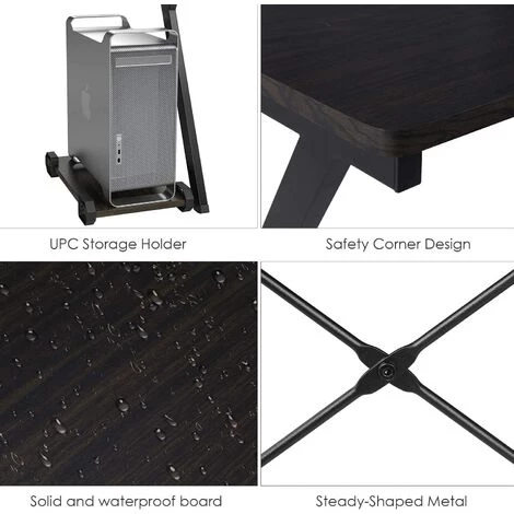 FIXKIT Bureau D'ordinateur Bureau D'angle Bureau En Forme De L Table PC Table De Jeu Table D'angle Table De Travail Table De Bureau Bois Métal Noir 158 X 120 X 72 Cm 5 FIXKIT Bureau D'ordinateur Bureau D'angle Bureau En Forme De L Table PC Table De Jeu Table D'angle Table De Travail Table De Bureau Bois Métal Noir 158 X 120 X 72 Cm – Image 3