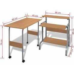 ASUPERMALL Bureau D'ordinateur A 2 Pieces Avec Plateau A Clavier Marron -France Bureau Soldes 2022 28760297 2