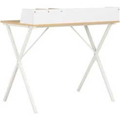 ASUPERMALL Bureau Blanc Et Naturel 80x50x84 Cm -France Bureau Soldes 2022 28760320 2