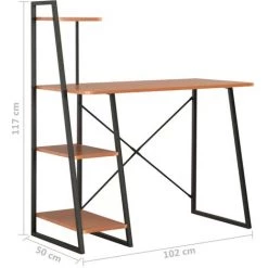 ASUPERMALL Bureau Avec Etagere Noir Et Marron 102x50x117 Cm -France Bureau Soldes 2022 28760327 5