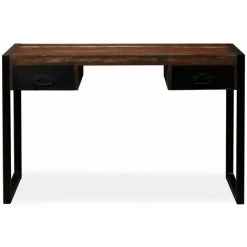 ASUPERMALL Bureau Avec 2 Tiroirs Bois De Recuperation Massif 120x50x76 Cm -France Bureau Soldes 2022 28760356 3