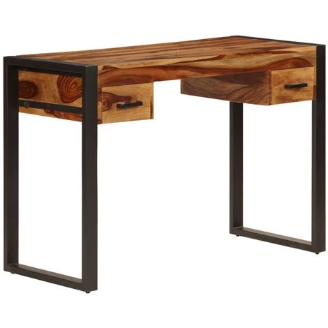 ASUPERMALL Bureau Avec 2 Tiroirs 110x50x77 Cm Bois Solide De Sesham 3 ASUPERMALL Bureau Avec 2 Tiroirs 110x50x77 Cm Bois Solide De Sesham