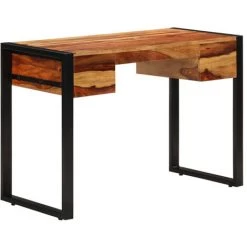 ASUPERMALL Bureau Avec 2 Tiroirs 110x50x77 Cm Bois Solide De Sesham 10 ASUPERMALL Bureau Avec 2 Tiroirs 110x50x77 Cm Bois Solide De Sesham -France Bureau Soldes 2022 28760416 4